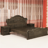 实木床红木床红木家具中式新古典鸡翅木双人床 卧室高箱实木床