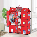 圣若瑞斯时尚简易组合式衣橱儿童卡通城堡收纳衣柜玩具整理储物柜