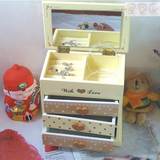 全新包邮女友韩国女生生日礼物浪漫首饰盒木质欧式公主饰品收纳盒