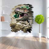 3D立体穿墙恐龙时尚新品创意卡通墙贴 60x90cm客厅卧室装饰贴画