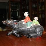 景德镇陶瓷器家居装饰品牧童骑牛摆件动物水牛人物工艺品摆设礼品