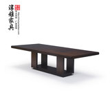 实木新中式水曲柳餐桌 现代简约酒店餐厅餐桌椅组合长方形布艺桌