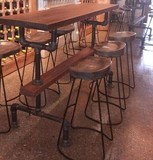 包邮LOFT美式复古铁艺吧台桌高脚桌椅休闲咖啡桌酒吧椅子凳子实木