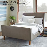 北欧美式乡村拉扣卧室家具韩式棉麻布艺床1.5米1.8米双人床WE20
