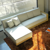 简约皮布沙发组合小户型转角沙发床储藏物沙发床折叠家具客厅沙发