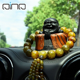 QINQ2016汽车摆件弥勒佛竹炭创意内饰品车载高档佛珠装饰品用品