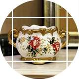 花盆花艺花器餐桌花瓶客厅摆设工艺品创意欧式复古装饰品摆件陶瓷