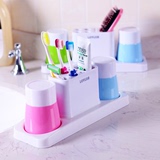 韩国情侣漱口杯套装 塑料刷牙杯 浴室洗漱杯套装创意糖果色牙刷架