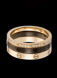美国代购正品 Cartier/卡地亚 LOVE系列镶钻三环玫瑰金陶瓷戒指