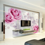 纸壁画欧式影视无缝墙布3D立体玫瑰花客厅电视背景墙壁纸无纺布墙