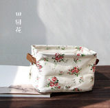 韩版创意棉麻做旧布艺桌面收纳筐 小清新田园风迷你收纳袋收纳盒
