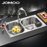 jomoo九牧水槽套餐304不锈钢洗菜盆双槽加厚厨房水池水盆02082