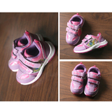 外贸原单女童宝出口款小马宝莉粉紫色透气魔术贴幼儿园运动鞋跑鞋
