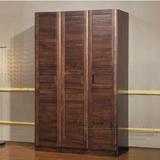 厂家直销三门衣柜北美黑胡桃衣柜现代中式高端实木衣柜家具可定制