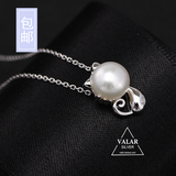 韩国S925纯银可爱小猫吊坠短款项链 淡水珍珠锁骨链礼物送女友