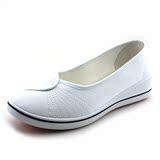 老北京布鞋女鞋透气白色护士鞋坡跟中跟浅口女单鞋软底舒适帆布鞋