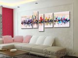 客厅装饰画沙发背景墙立体画五联画无框画 手绘现代简约风抽象画