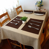 桌布布艺棉麻 纯色复古中式亚麻茶几餐桌布防水台布长方形酒店
