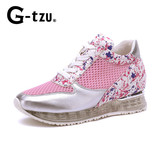 专柜正品Gtzu夏新款运动休闲女鞋坡跟低帮网面透气套脚松糕鞋6500