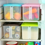 【天天特价】厨房冰箱保鲜盒塑料长方形带把食品收纳盒米桶密封盒