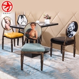咖啡厅桌椅  美式餐椅美甲椅子 个性椅子 铁艺椅定制 桌椅组合