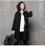 2016春季新品韩版品牌女装新款原创设计韩版单排扣风衣外套中长款