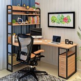 家用转角电脑桌经济型学习桌现代简约书桌书架组合实用写字办公桌