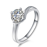 正品心梦珠宝定制 女款18K白金钻石戒指 1克拉求婚戒指 结婚钻戒