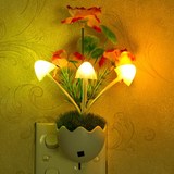 感应蘑菇小夜灯节能创意插生日礼物 中秋节电床头小台灯光感盆景