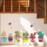 趣味盆栽 可移除墙贴 儿童房墙壁地脚线 家庭装饰卧室自贴墙纸
