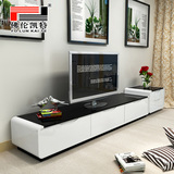 佛伦凯特 现代简约电视柜 白色钢琴烤漆地柜 钢化玻璃电视机柜