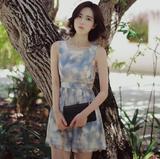 韩国代购SZ2016夏季新款韩版修身无袖背心短裙公主度假连衣裙女