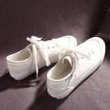 韩国ulzzang帆布鞋女平跟白色球鞋系带学生布鞋女小白鞋休闲单鞋