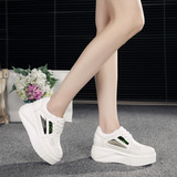 韩版厚底松糕女鞋女生单鞋小白鞋运动休闲鞋高帮帆布鞋系带鞋板鞋
