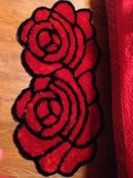 新款玫瑰花异形拼接红客厅地毯3d弹加丝立体婚房卧室喜庆毯床边垫