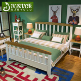 地中海床全实木美式田园双人床水曲柳白色卧室家具结婚床1.5米1.8