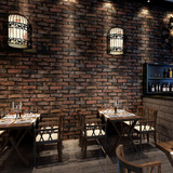现代中式壁纸仿砖纹仿古红砖墙纸个性红色砖头复古做旧餐厅背景墙