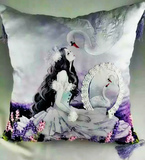 8月新款正品丝带绣欧式油画系列抱枕“少女与天鹅”45*45