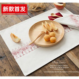 包邮新品日式鱼 双层布艺棉麻隔热垫 桌布简约创意厨房西餐桌垫