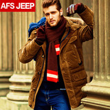 Afs Jeep/战地吉普男士羽绒服男中长款修身加厚韩版青年2015冬装