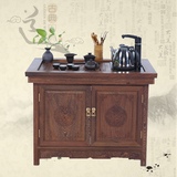 红木家具鸡翅木茶水柜实木雕花茶几中式仿古功夫茶桌电磁炉小茶台