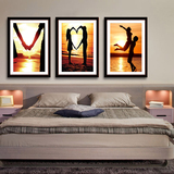 现代简约卧室挂画温馨浪漫情侣 沙滩海景画客厅壁画沙发背景墙画