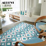 高档卧室地毯现代时尚简约 客厅茶几地毯菱形图案绿色地垫床边地