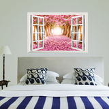 樱花树假窗户墙贴 客厅沙发背景墙壁装饰卧室床头温馨浪漫墙贴画