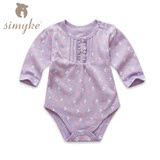 婴儿衣服 女宝宝紫色长袖三角包屁衣C5201 淡紫满印树叶 80cm(9-