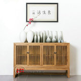 老榆木免漆家具边柜储物柜全实木禅意现代中式家具餐边柜北京定制