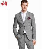 HM专柜正品2015秋冬新款男士西装职业商务套装男式混色修身外套
