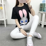 夏季女装疯狂动物城朱迪卡通兔印花T恤 显瘦韩版学生休闲上衣棉