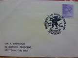 743--1984年英国纪念邮戳实寄封,图:龙,西方龙,狮子?翅膀