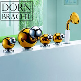 德国当代全铜欧式浴缸金色水龙头 浴缸五件套淋浴龙头